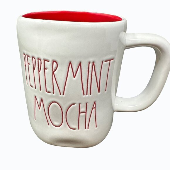 Rae Dunn Mug Peppermint Mocha Ceramic Large Coffee Cup Magenta LL Christmas Gift - Picture 1 of 7